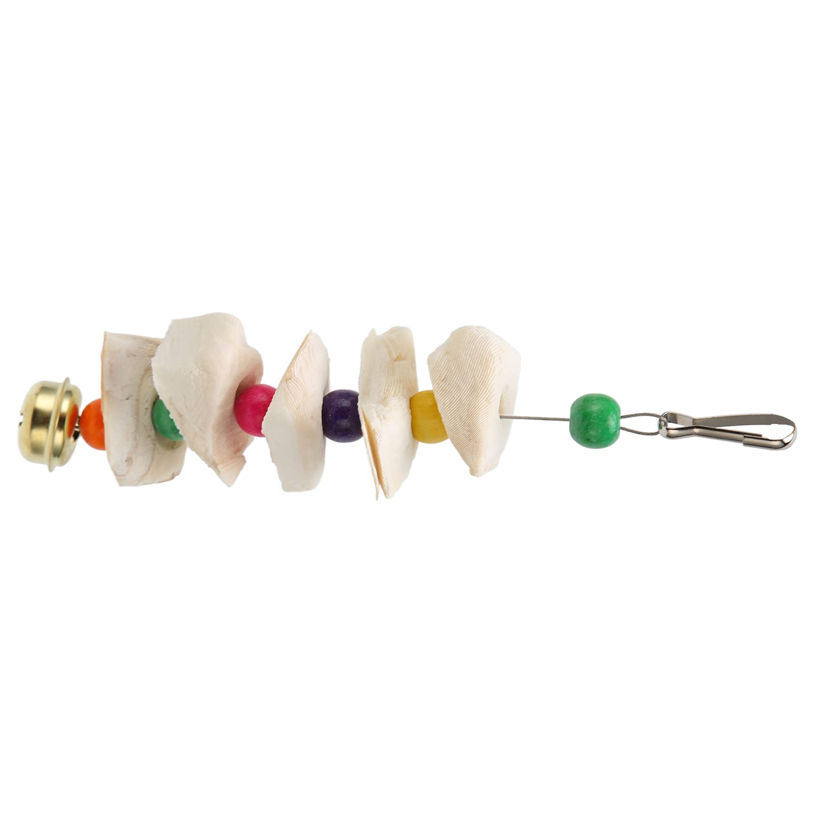 Juguetes para Masticar Pájaros para Loros - Sepia Natural Colorida con Campana para Rechinar los Dientes y Suplemento de Calcio - Material Seguro y Fácil de Instalar (M)