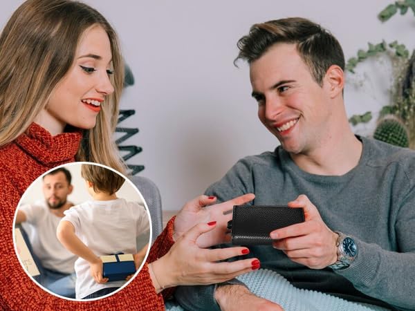 Meichoon Key Case Leather Wallets Portable Key Holders Coin Pouch Small Size Multi Card Holder Stylish for Organizer Office, XF09 Black - Image 4