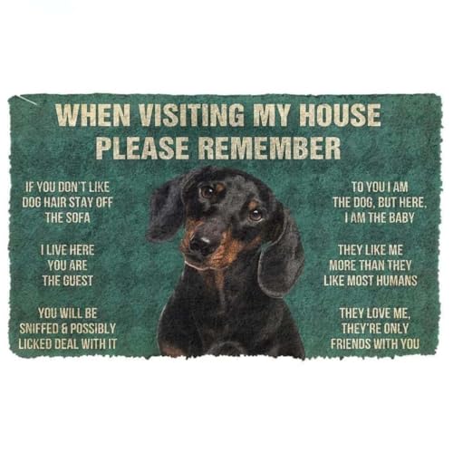 ���փ}�b�g ����A�_�b�N�X�t���g�̌��̉Ƃ̃��[�����o���Ă����� 50×80cm doormat Dog Please Remember Dachshunds Dog's House Rules