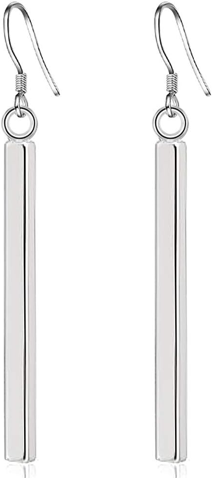 Minimalist Vertical Bar Geometric Dangle Earrings for Women,Hypoallergenic Silver Dainty Drop Earrings fashion jewelry