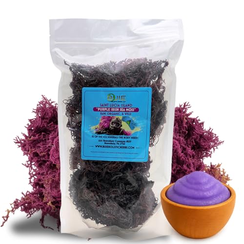 Purple Irish Sea Moss | Wildcrafted from St. Lucia | 16oz Makes ~240+ oz Sea Moss Gel | 100% Natural, Raw & Sun-Dried | Dr. Sebi Inspired, Nutrient-Rich Irish Moss for Health & Wellness
