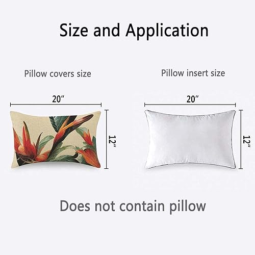 Miniatura 2 de TKS MITLAN Fundas de almohada decorativas de pájaros del paraíso y hojas, 12 x 20 pulgadas, para decoración del sofá del hogar