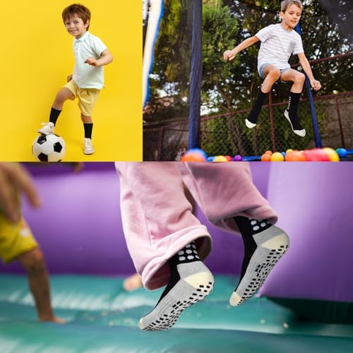 ELUTONG Kids Grip Soccer Socks Anti Slip Football Athletic Sports Crew Socks for 4-16 Years Youth Boys Girls (New Upgrade)