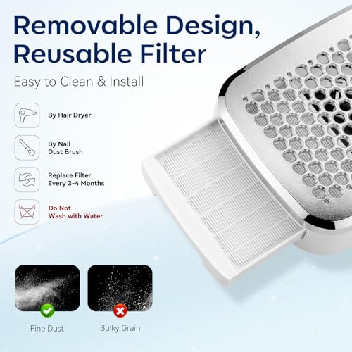 Image of Makartt Cordless Nail Dust Collector: Rechargeable Fan Nail Vacuum with 4000RPM Adjustable Suction, Reusable Filter, 5H Battery, Portable Quiet Dust Extractor for Home Acrylic Gel Dip Powder, Sylvee