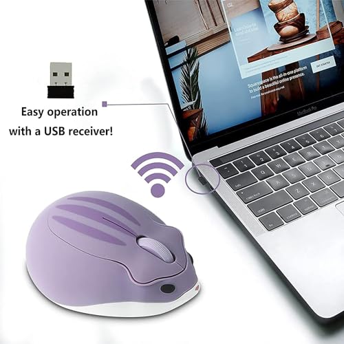 Mouse portátil inalámbrico con forma de hámster de 1200 DPI y receptor USB para laptop 4