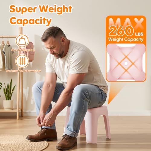 Image of 4 Pack Stackable Classroom Stools 10 Inch Nesting Plastic Stools Portable Backless Chairs for Kids, Toddlers, Preschool, Classroom, Living Room, Playroom, Home