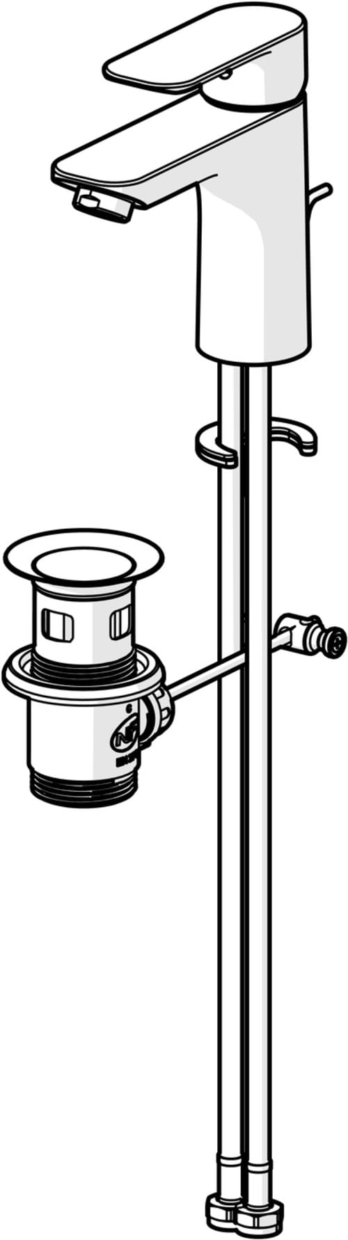 HANSA BASIC XL Waschtischarmatur I Einhebelmischer Waschbecken mit Temperatur & Mengenbegrenzer | XL-Size für mittelgroße bis große Bäder | Ablaufgarnitur mit Zugstange | Wasserhahn Badezimmer | Chrom