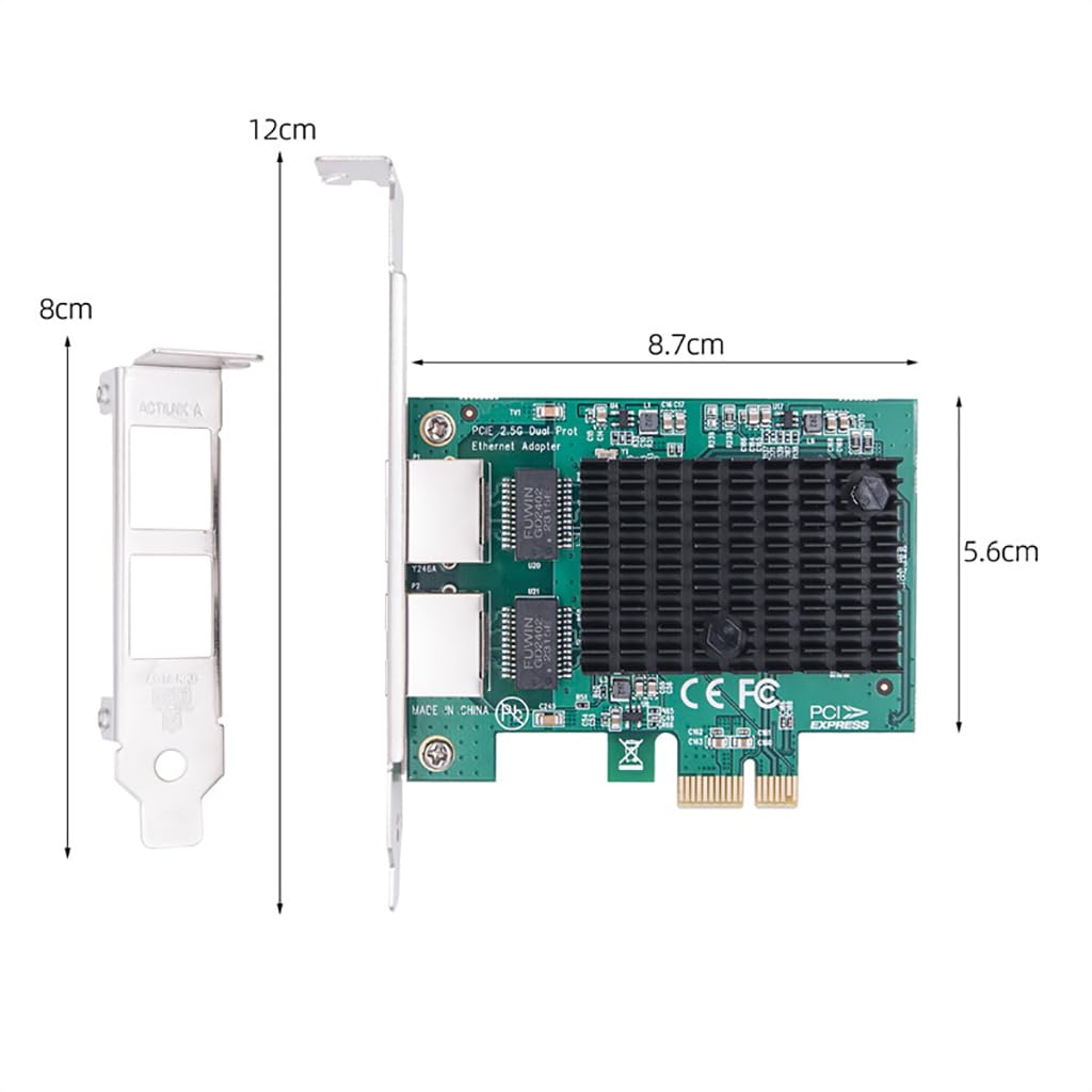 JMT Adattatore di rete Ethernet Scheda Rete Ethernet da PCI-E X1 a 2.5G a doppia porta RJ45 per PC desktop