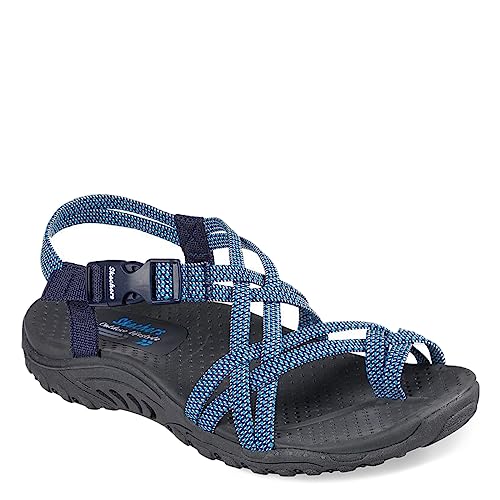 Skechers Women's Reggae-IRIE MON Sport Sandal, Blue/Navy, 7