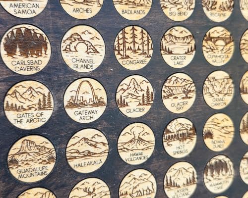 US National Parks Travel Tracker Wooden Bucket List Map - 2