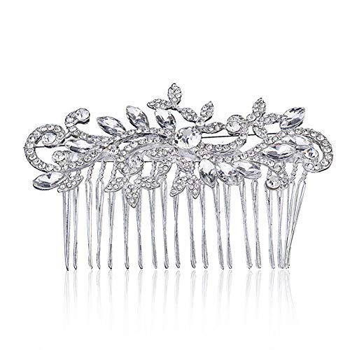 Sunshinesmile Bride Leaf Crystal Bridal Hair Combs Hairpin Tiara Wedding Hair Accessories Hair Jewelry