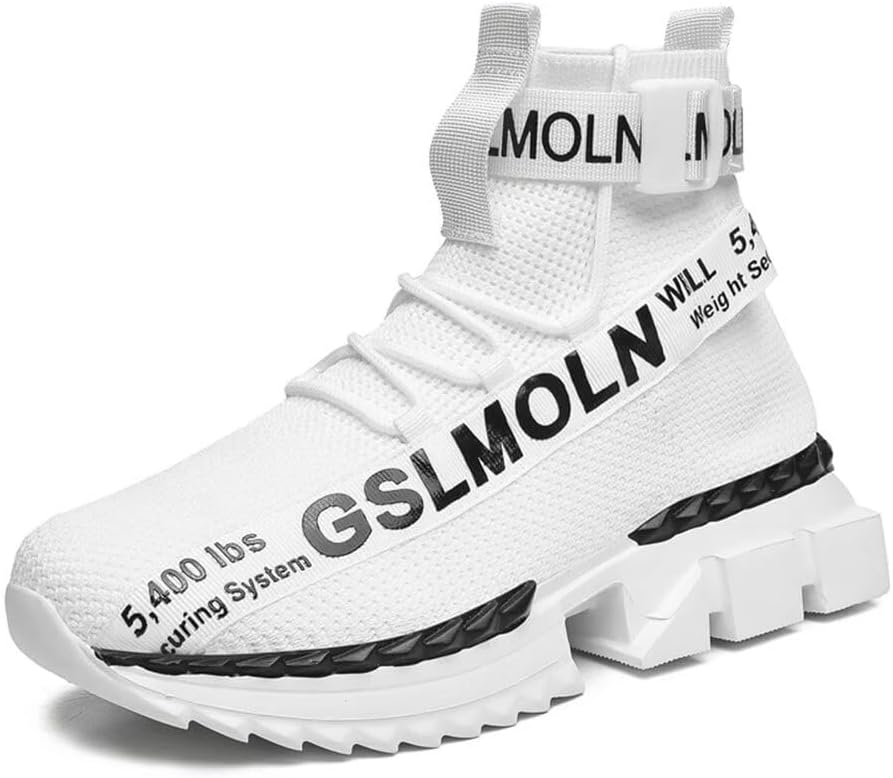 Jakcuz Men's High Top Sneakers Plus Size Breathable Gym Athletic Running Walking Tennis Comfortable Fashion Platform Shoes - Image 2