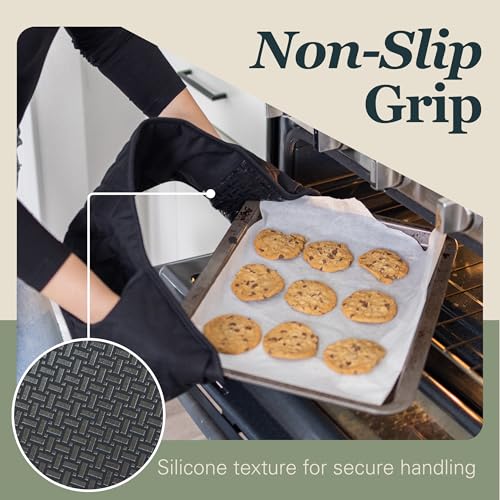 Black Oven Gloves Heat Resistant By Kiyotsu: Premium, Double Quilted Protection For Your Kitchen - 4