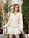 Renaissance Shirt Women Boho Long Sleeve V Neck Smocked Peasant Tops Cream L