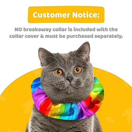 Birdsbesafe® Rainbow Sally Cat Collar Cover for Bird - Bird Warning Cat Collar, Scientifically Proven to Help Prevent Your Cat from Catching Birds - Please Purchase Breakaway Collar Separately