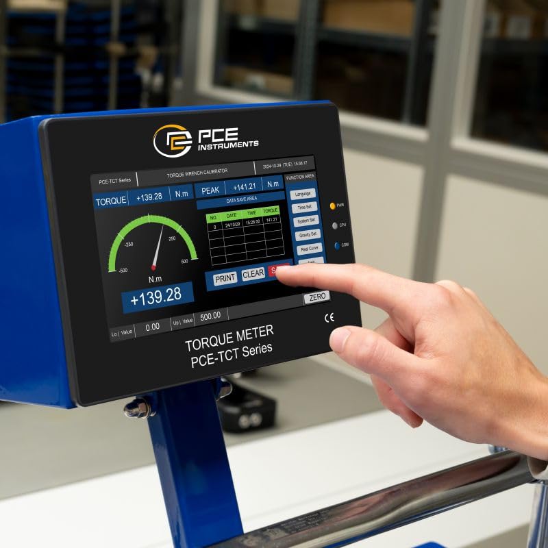 PCE Instruments, PCE-TCT 100 Torque Tester for Wrenches, Measures 0.01–100 Nm, with Peak Hold, Real-time Curve Display, USB/RJ45 Data Transfer, and Direction Indicator