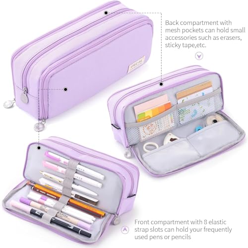 Image of Kawaii Cute Aesthetic Pencil Case 3 Layer 6 Compartment Large Capacity for Students | Pencil Pouch with Zipper | Cartoon Stationery Organizer Bag for Kids, Pencil Case for Girls & Boys