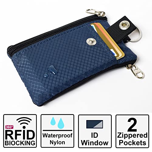 Image of CHENSPRX Minimalist RFID Blocking Small Wallet with ID Window,WaterResistant Zip Id Case Wallet with Lanyard Keychain for Cards,Cash,Travel,Women,Men