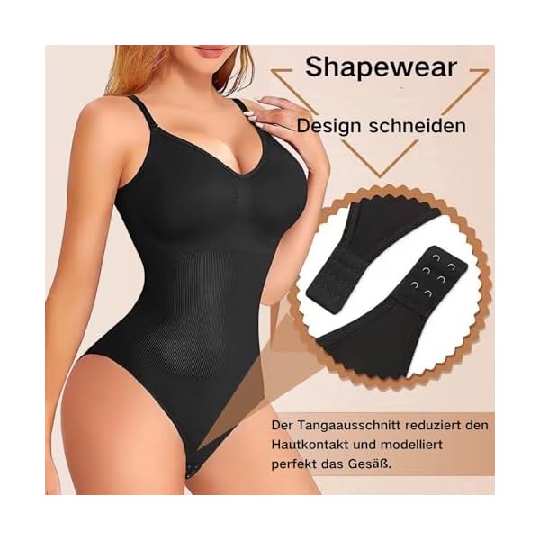 MELARQT Shapewear Damen Body Stark Formend, Bodysuit Women Vielseitige Bauchweg-Effekt, Taillenmieder Shaping Miederbody und Verstellbarer Schultergurt, Atmungsaktiven Materialien – Bild 5