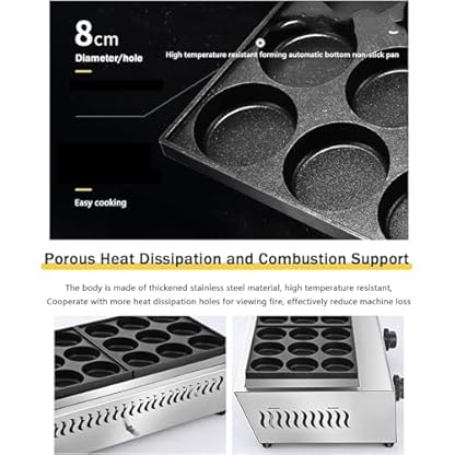 9-Loch-Eier-Burger-Maschine, Mini-Edelstahl-Bratpfanne Mit Elektrischer Heizung, 50–300 °C Temperaturregelung, Schnelles Aufheizen, Eier-Burger-Lochdurchmesser: 8 Cm, Zum Kochen Spiegeleiern – Bild 4