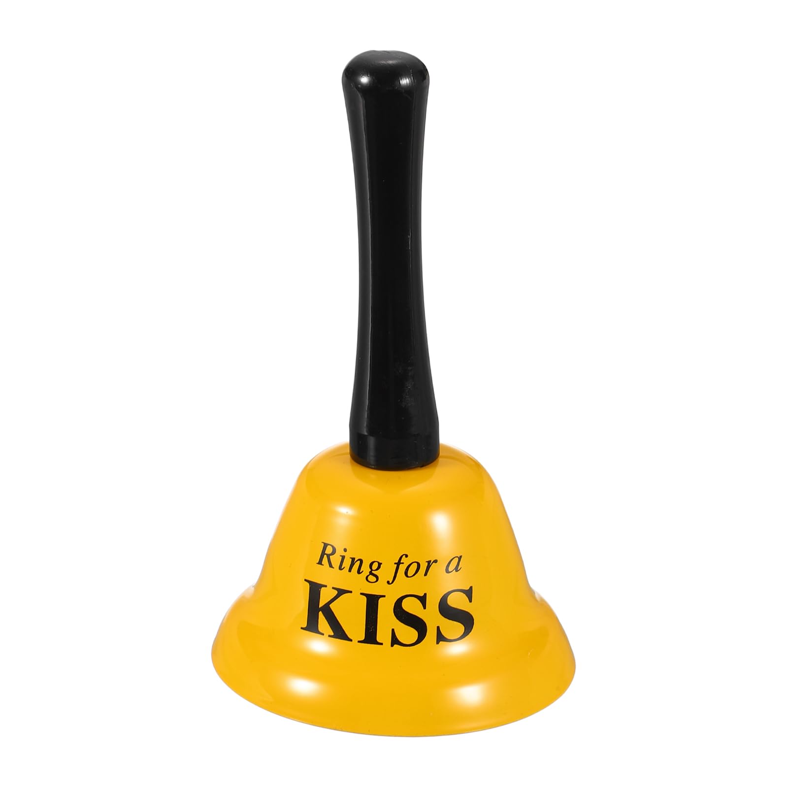 PATIKIL Hand Bell, 3" Small Service Call Bell with Handle Metal Ringing Loud Jingle for Wedding Restaurant Hotel Senior Bedside Classroom Dinner Pet Animal Training(KISS, Yellow)