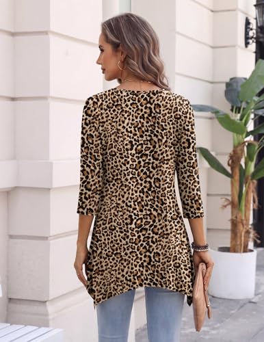 Image of Zeagoo Womens Tops 3 /4 Sleeve Loose Fit Dressy Tunics Plus Size Boho Shirts