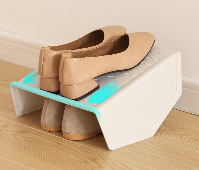 GLOBAL LOCAL Plastic Shoe Slots Organizer Space Saver Double Deck Shoe Rack Adjustable Shoe Slots for Closet Organization