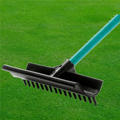 BTOIASYHF Golf Sand Bunker Rake, 17-Tooth S-Shaped Double-Sided, Golf Lawn Smoothing Tools with Aluminum Handle for Beach Golf Courses, High Jump and Flat