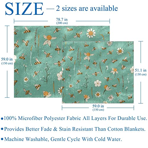 Couverture abeilles et fleurs en microfibre polaire 150x130 cm - 4