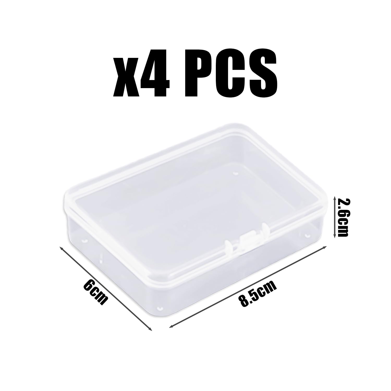 4 Scatole Portagioie Trasparenti Con Coperchio - 8,5x6x2,6 Cm - In PU Per Organizzare Gioielli, Perline, Piccoli Oggetti Fai Da Te - 2
