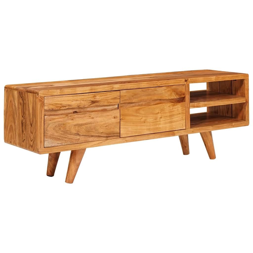 Mueble TV de madera de acacia maciza, marrón, 110 x 30 x 40 cm, color