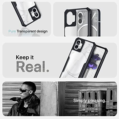 Image of Pikkme Nothing Phone 1 Back Cover | Crystal Clear Transparent Back | Ultra Hybrid | Full Camera Protection | Raised Edge | Bumper Back Case for Nothing Phone 1 (Black)