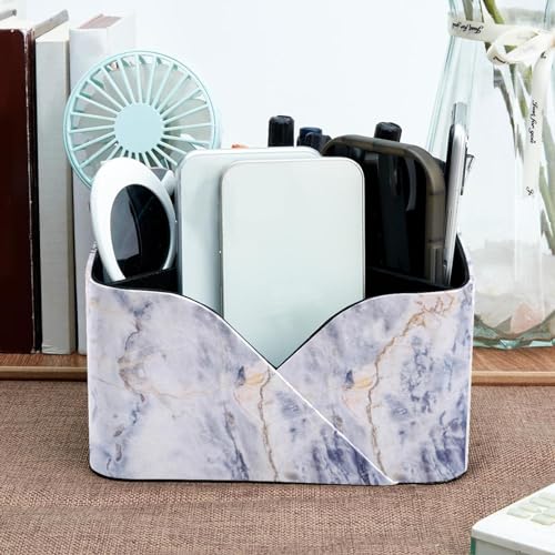 Organiseur de bureau gris marbre à 4 compartiments pour stylos - 7