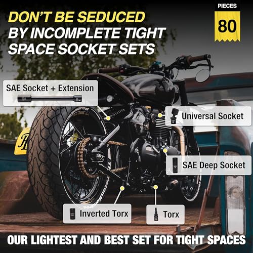 Image of TIGHTSPOT 1 /4 inch Drive 80pc Impact Socket MASTER SET, our Most Complete Set Ever with SAE & Metric from 3 /16 Inch - 9 /16 Inch, 4mm - 15mm, Standard /Deep /Universal & Torx & Inverted Torx Sockets & More