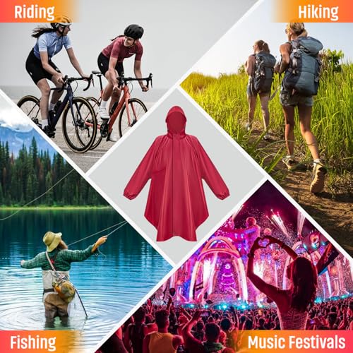 LUROON Leichter Wasserdichter Regenponcho Regenjacke Damen Herren mit Kapuze Faltbare Regencape Fahrrad mit Taschen Reflexstreifen, Wiederverwendbar Regenmantel für Wandern Angeln Radfahren Reisen