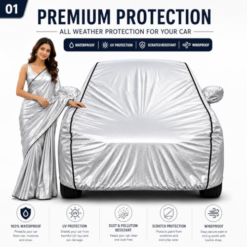 Image of Magic 6-Layer 100% Waterproof Custom Fit Car Cover for Grand Vitara (All Models) Silver | UV, Heat, Rain, Dust & Scratch Resistant | All Weather Outdoor & Indoor Full Body Car Cover