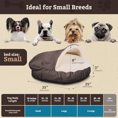 Image of Snoozer Cozy Cave Dog Bed, Round Covered Dog Bed, Dark Chocolate (S)