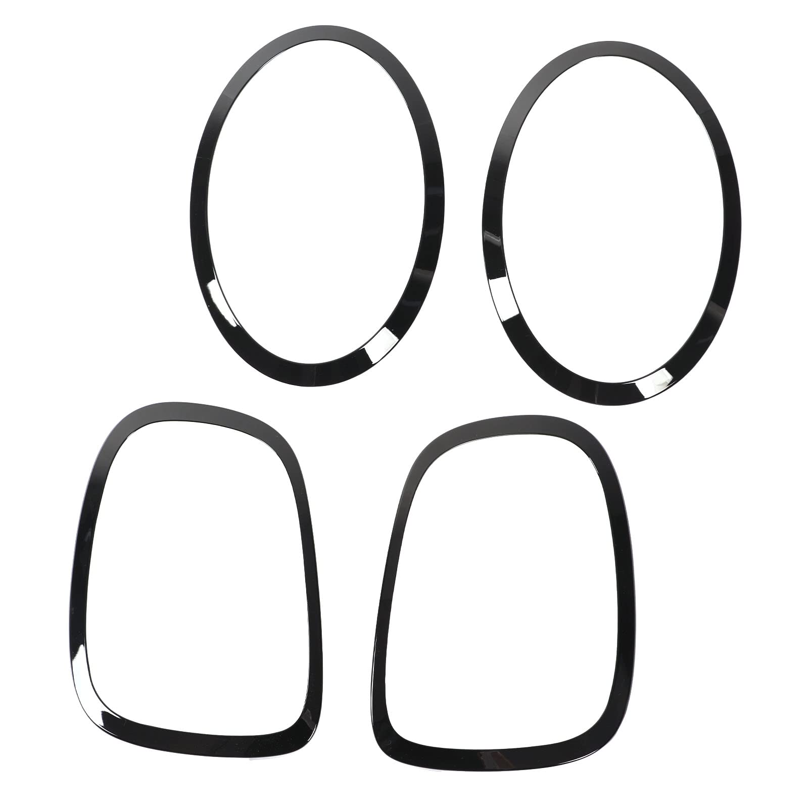 EVGATSAUTO Lunette de Feu Arrière de Phare, 4 Pièces de Remplacement de Garnitures de Contour de Phare Arrière de Phare Noir Brillant pour F55 F56 F57 One S JCW 2014+