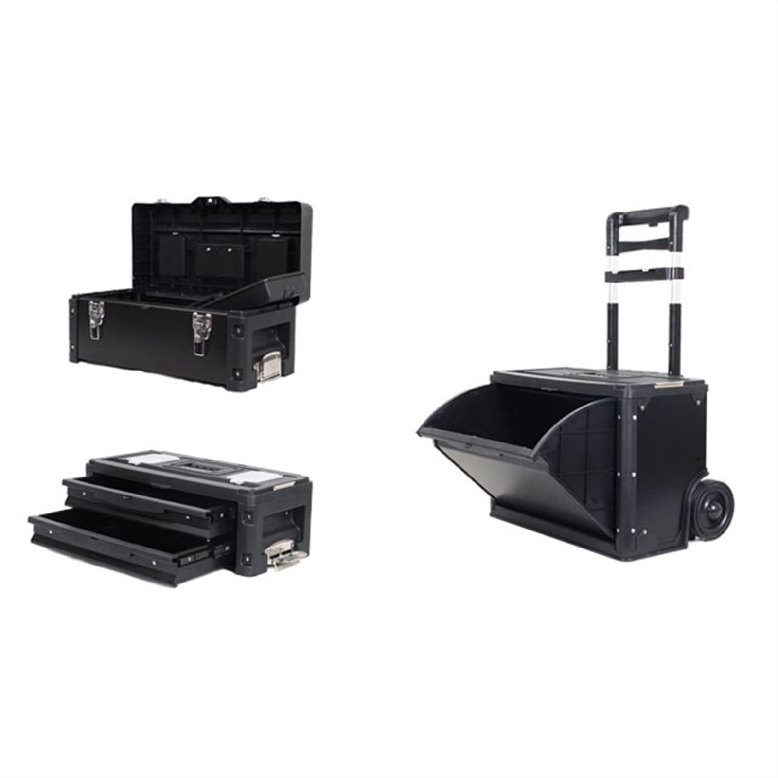 Sistema de Caja de Herramientas Modular, Cajas de Herramientas de Garaje rodantes portátiles apilables, Carro Vertical con Bandeja extraíble, para almacén y Taller de reparación, Color Negro