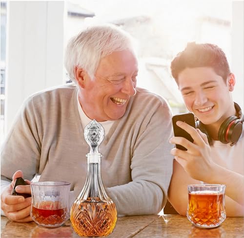 Knc Whiskey Decanter With Glass Stopper,Liquor Decanter For Alcohol,Wine,Scotch,Brandy Or Bourbon Decanter, Lead-Free Crystal Decanter Circular thumb #5