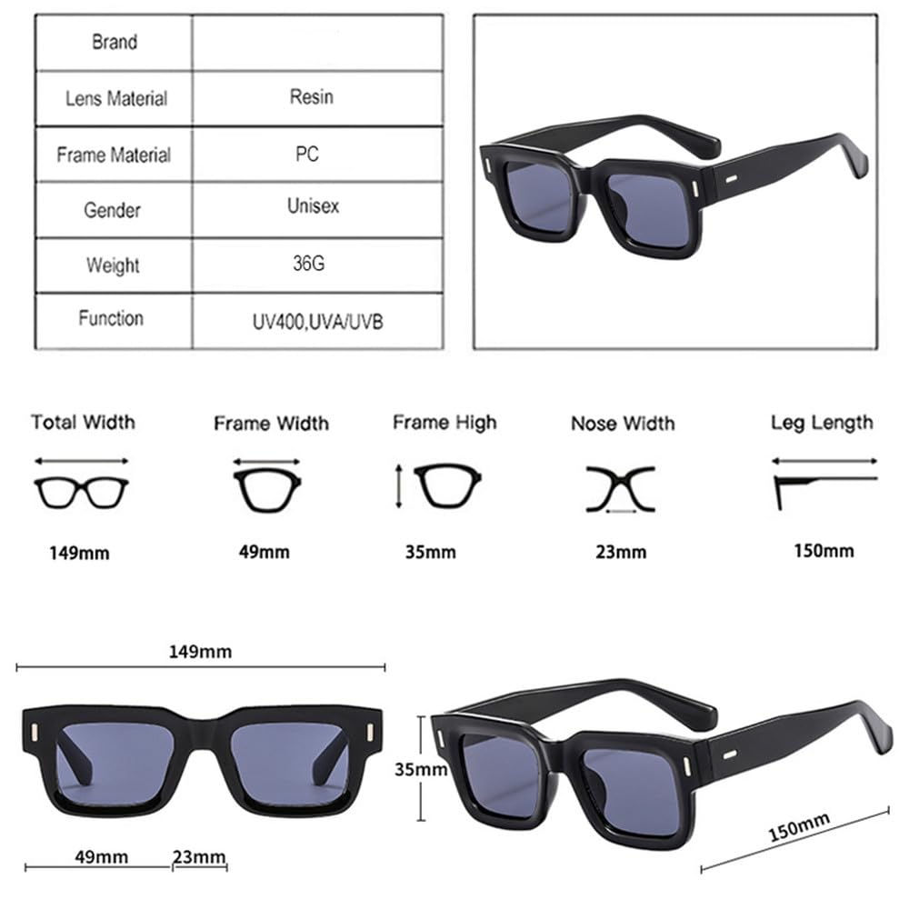 Popularne modne kwadratowe okulary przeciwsłoneczne damskie retro punkowe przezroczyste soczewki oceaniczne męskie okulary przeciwsłoneczne UV400 nity okulary przeciwsłoneczne
