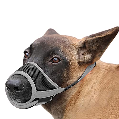 HEELE Maulkorb Für Hunde, Verstellbare Schlaufe, Atmungsaktiv, Sicherer, Schneller Sitz Für Kleine, Mittelgroße Hunde, Verhindert Das Beißen, Kauen Und Bellen (XS, Grau)