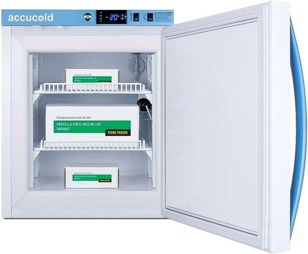 Accucold 19” Freezer, 1.4 cu.ft. Capacity, Pharmacy, Medication, Vaccine, Undercounter, Freestanding, -30°C to -10ºC Storage, White - AFZ1PV