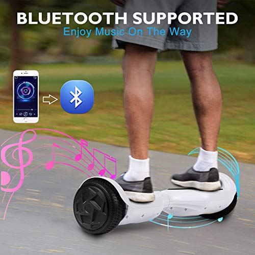 Uni-Sun Hoverboard For Kids Ages 6-12, 6.5" Hoverboard With Bluetooth, White Hover Board #TOP4
