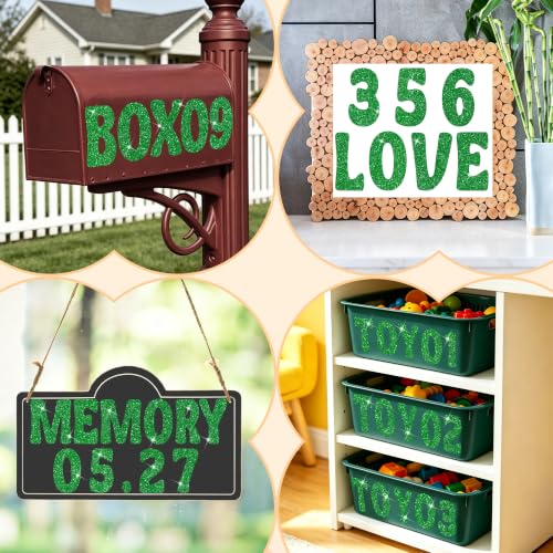 Image of Bulletin Board Letters 74 PCS Glitter Letter Stickers Large 5 Inch, Green | 12 Sheets,Alphabet Number Stickers,Self-Adhesive,Sticker Letters for Poster Board,Classroom,Display,Mailbox,Craft,Party Decor