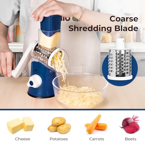 X Home 3‑Blade Rotary Cheese Grater for Kitchen, Dark Blue by X Home - Used condition - Image 3