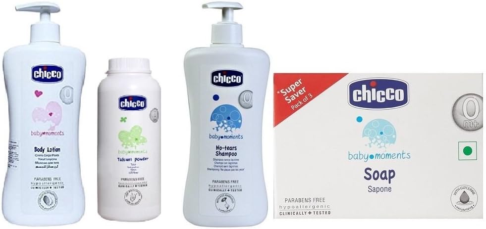 Cheesy Cheeks Chicco Bath Time Set Lotion 500Ml Shampoo 500Ml Powder 150Gm Tripack Soap 300Gm Gift Set