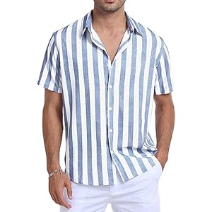 Sailwind Men’s Short Sleeve Shirts Summer Striped Casual Shirt Button Down Regular Fit Tops