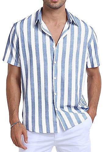 Sailwind Men's Short Sleeve Shirts Summer Striped Casual Shirt Button Down Regular Fit Tops
