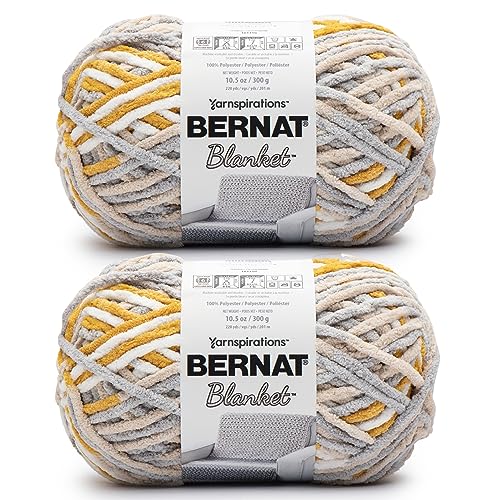 Image of Bernat Blanket BB Grellow Yarn - 2 Pack of 10.5oz /300g - Polyester - #6 Super Bulky - 220 Yards - Knitting & Crochet
